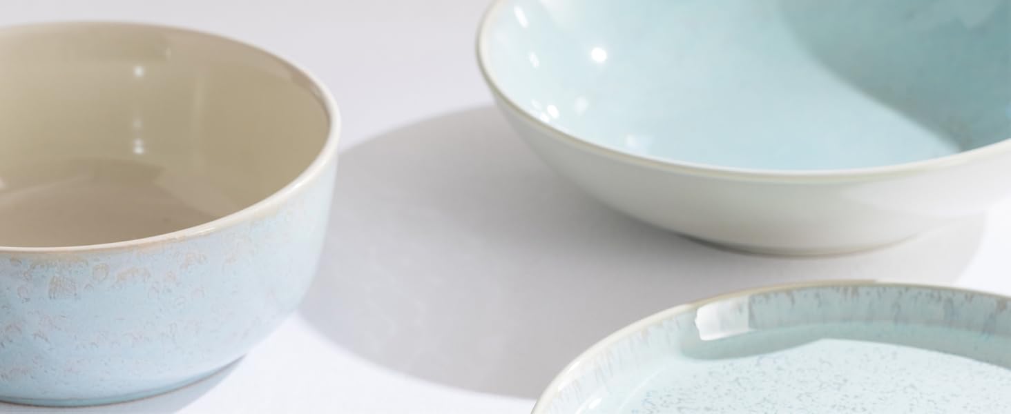 Сервірувальна тарілка Steingut Ibiza - велика, овальна, бежево-блакитна. Ідеальна для створення атмосфери Середземномор'я