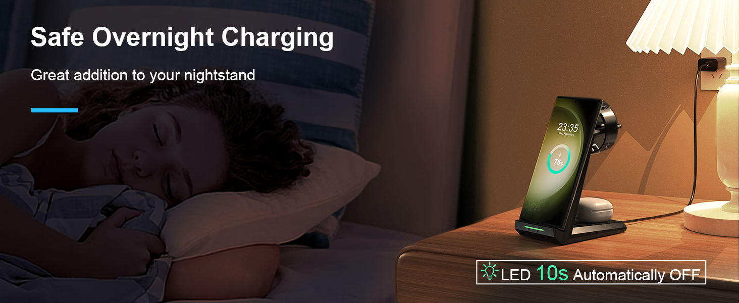 Зарядний пристрій NANAMI 3-в-1 для Samsung Galaxy Watch, Buds та смартфонів S25, S24, S23, Z Flip, Z Fold (чорний)