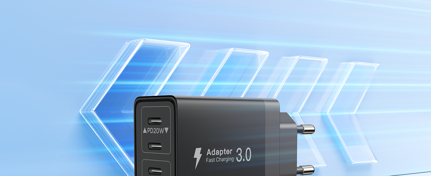 Мережевий адаптер Aioneus 40W з 4 портами USB-C та USB-A (1 шт, чорний)