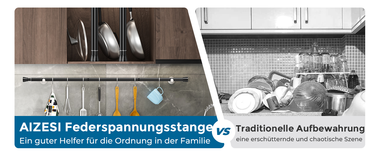 Штанга для штор без свердління AIZESI 70-120см, телескопічна, чорна, діаметр 22мм