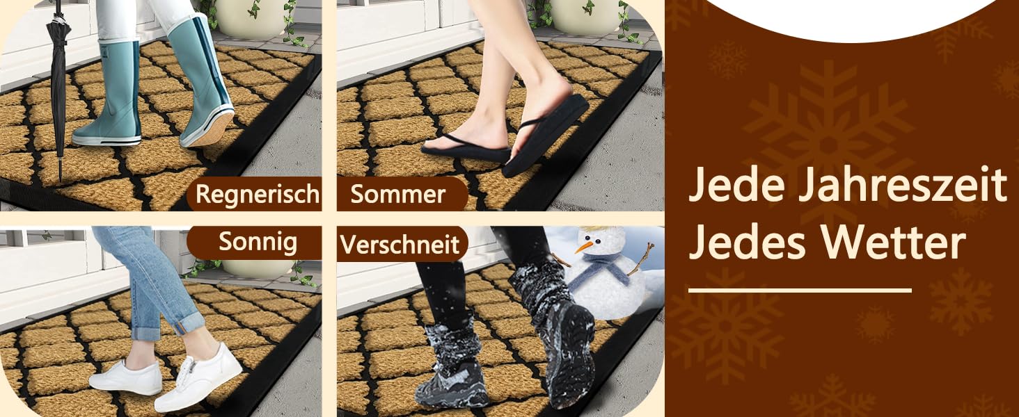 Придверний килимок Qingbei Rina 60x90 см, протиковзний вологопоглинаючий килим для входу, саду та тераси, коричневий, прямокутний