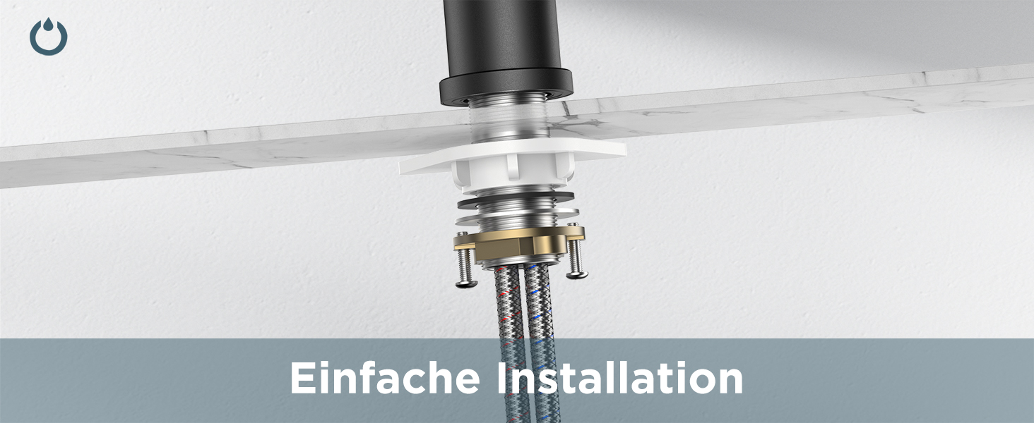 Змішувач кухонний FORIOUS, поворотний 360°, L-подібний, для 1 отвору, матовий чорний