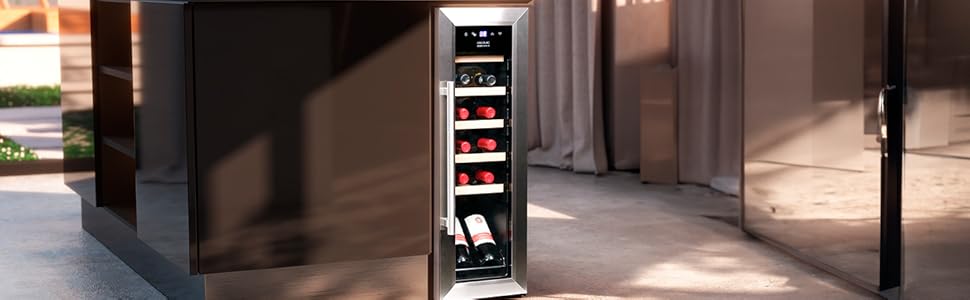 Холодильник для напоїв Cecotec Bolero GrandSommelier 2050 Black - 24 пляшки, компресорний, 5-18°C, Inox + дерево