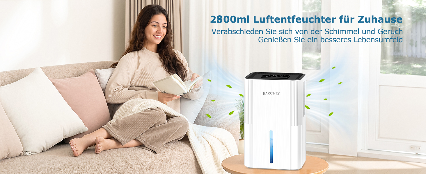 Електричний осушувач повітря 2800 мл | Тихий осушувач для дому з авто-розморожуванням та таймером | Осушувач для підвалу, ванної кімнати | 7-кольорове LED підсвічування з нічним режимом, 500 мл/на добу