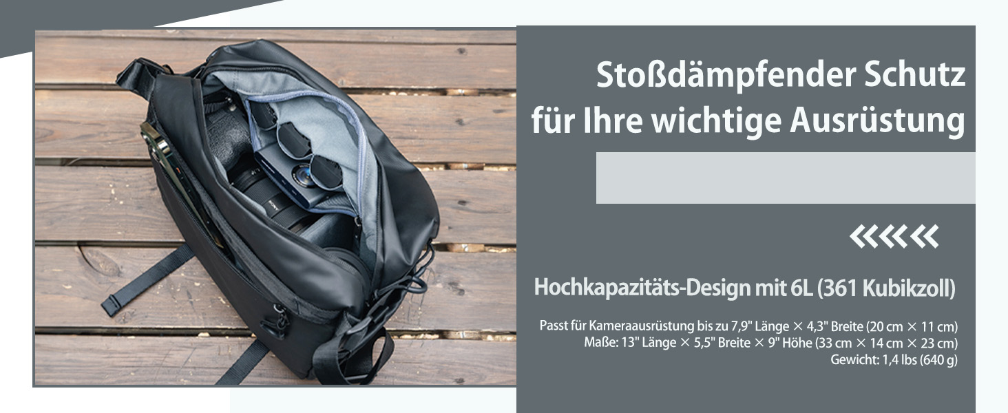 Чорна сумка-переноска для камери LLANO: DSLR/беззеркальні камери, 1 камера, 2 об'єктиви, аксесуари