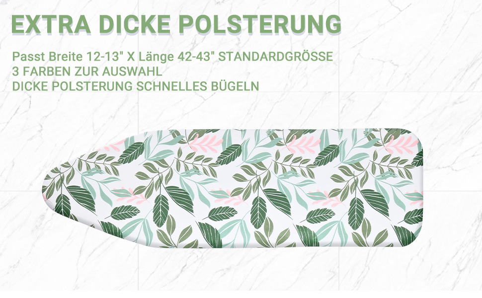 KINGRACK Чохол для гладильної дошки, бавовна, 134 x 45 см, зелений, з товстим фетровим наповнювачем