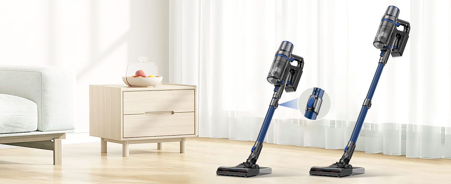 Бездротовий акумуляторний пилосос з функцією миття підлоги, 45000 Па/550 Вт/60 хв, безщітковий двигун, LED-дисплей, самостійна парковка, для твердих поверхонь, килимів та шерсті тварин, блакитний