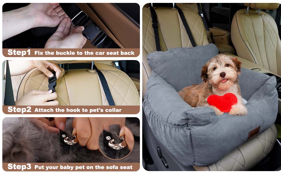 Автокрісло для собак, миється та стійке до плям. Зручне автокрісло для собак середнього розміру (сірий)