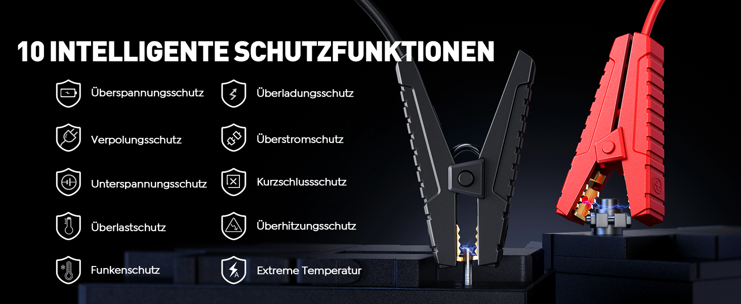 Powerbank Starthilfe 5000A з компресором 150PSI для автомобілів, 12V, бензин/дизель (10.0L), LED, USB-C