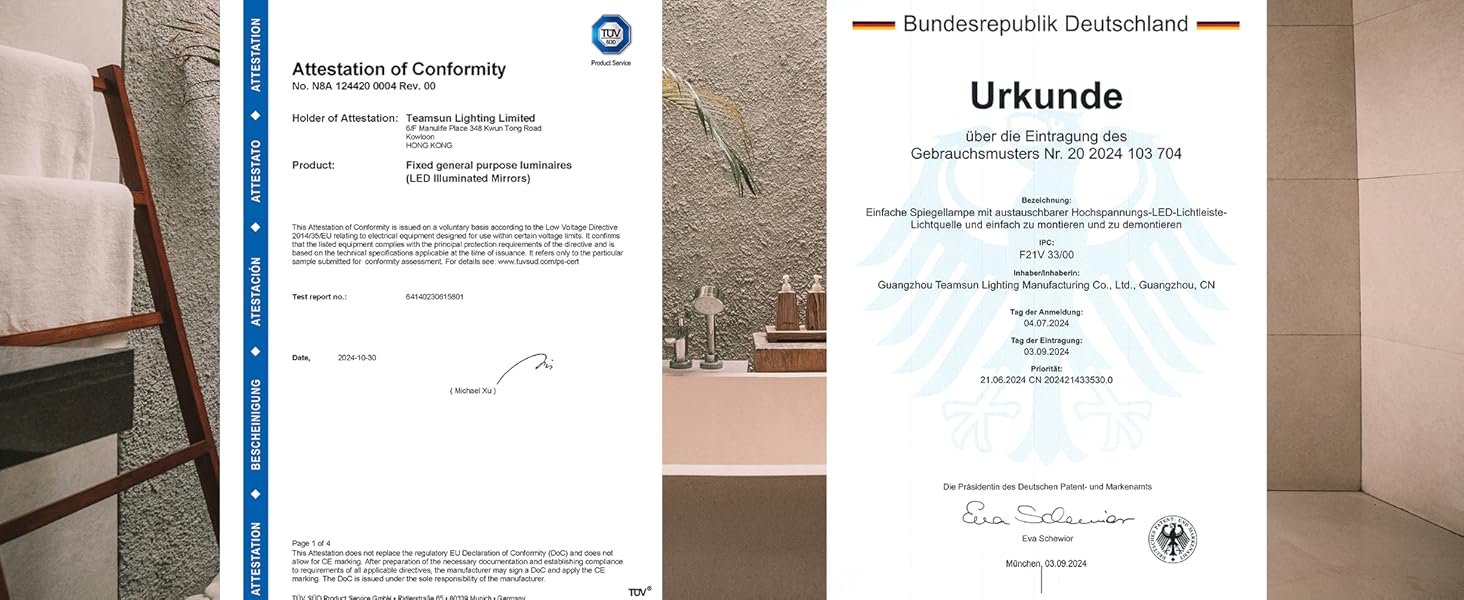 LED дзеркало для ванної кімнати з підсвічуванням 45x65 см, водонепроникне IP54, холодне біле світло 6500K, прямокутне, енергозберігаюче, біле