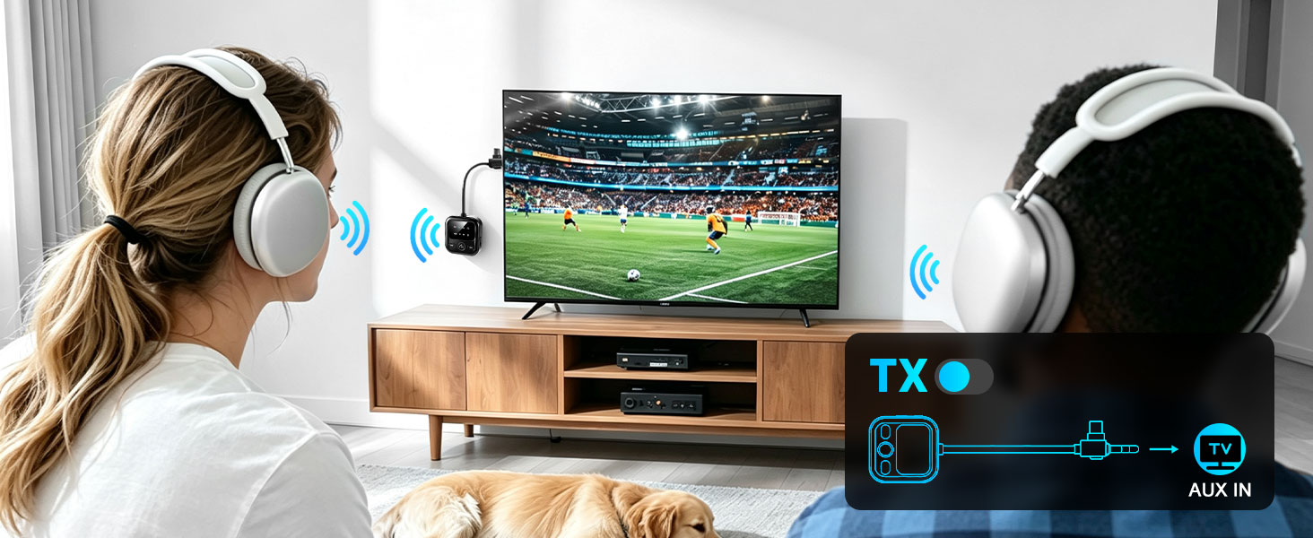 Bluetooth-адаптер 6.0 2-в-1 для літака та авто: ресивер та трансмітер для навушників, AirPods та колонок