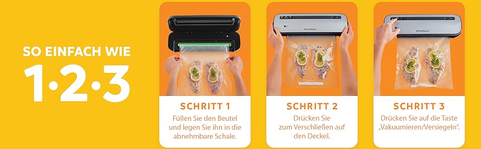 FoodSaver пристрій для вакуумної упаковки продуктів харчування з вбудованим відсіком для рулонів | Вакуумний пакувальник з різаком та режимом 'Delicate Food' | В комплекті сортовані вакуумні пакети [FFS005X] (компактний)