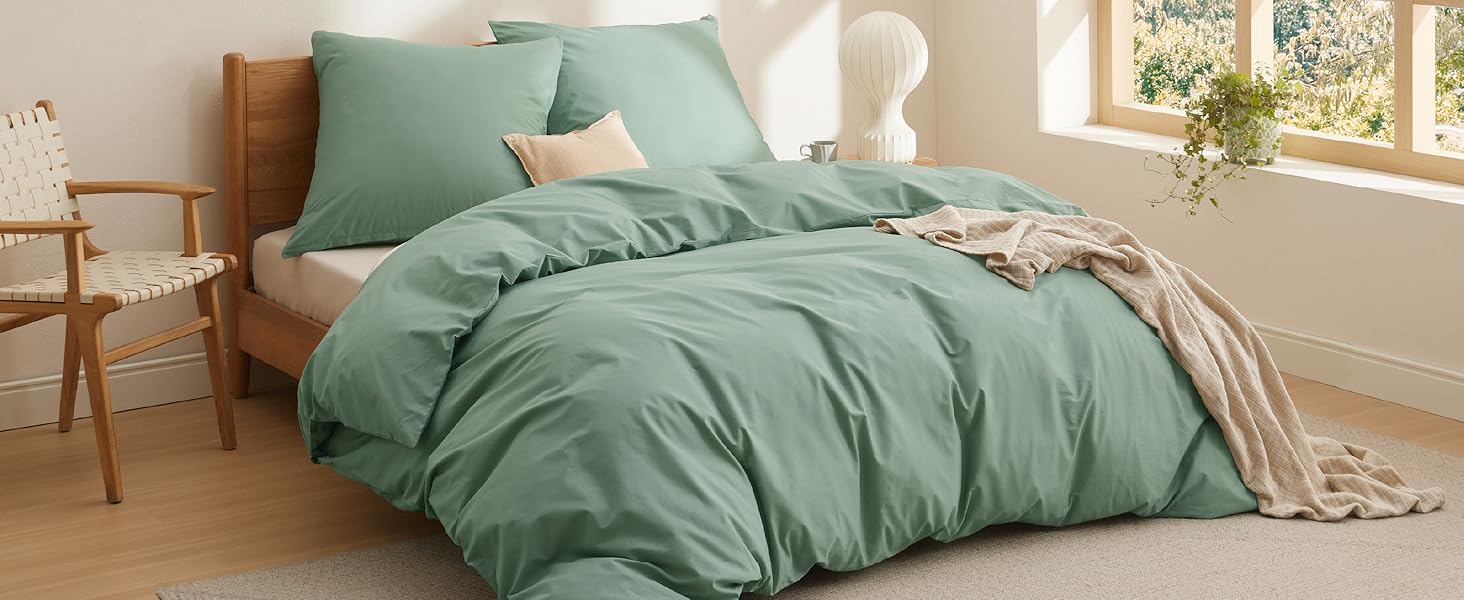 Комплект постільної білизни BEDSURE 135x200 з бавовни (4 частини) - сірий, з ремінцем, Oeko-Tex, з двома наволочками 80x80 см