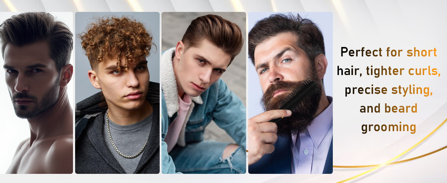Набір гребінців для чоловічого стайлінгу DUAUI: 5 шт. для всіх типів волосся. Гребінець-щітка, гребінець для розчісування, круглий гребінець, гребінець з широкими зубцями, гребінець-хвостик. Професійні інструменти для перукарів