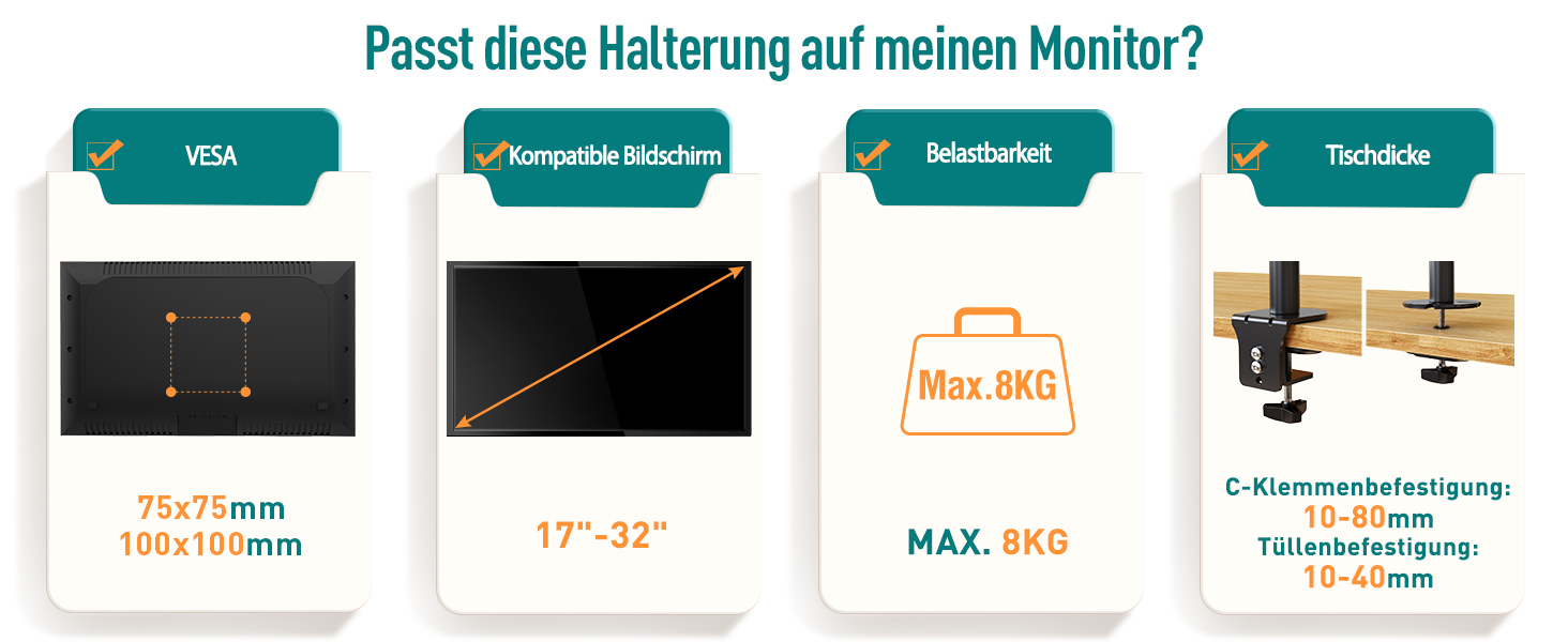 Тримач для моніторів ELIVED EV4013 на 3 монітори, 17-32 дюйми, VESA 75/100mm, регулювання висоти, 80 см