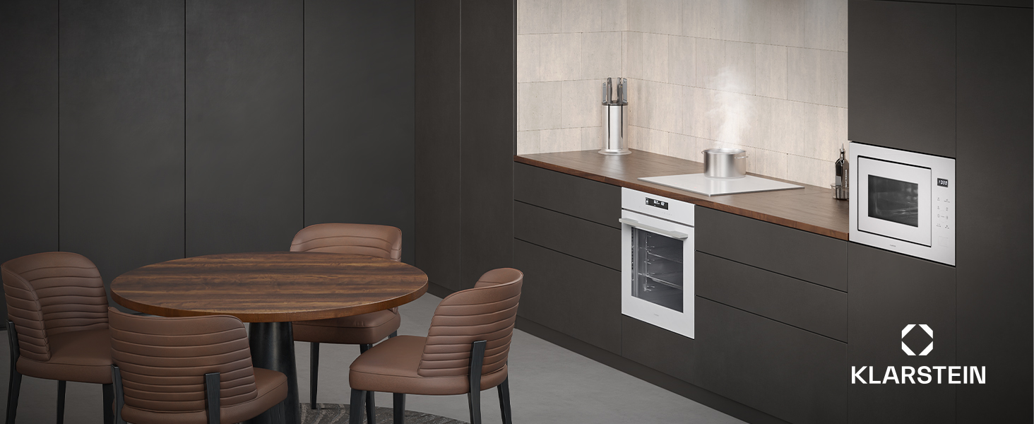 Вбудована мікрохвильова піч Klarstein Velaire 60 см з грилем – 25L, 850W, 8 програм, сенсорне управління, нержавіюча сталь, таймер, білий колір