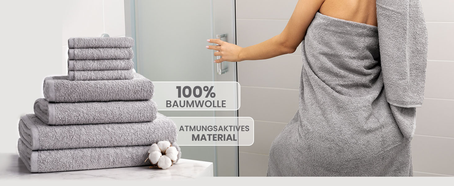 Набір махрових рушників NatureMark, 8 предметів, 100% бавовна, сріблясто-сірі (4 гостьових, 2 гігієнічних, 2 банні)