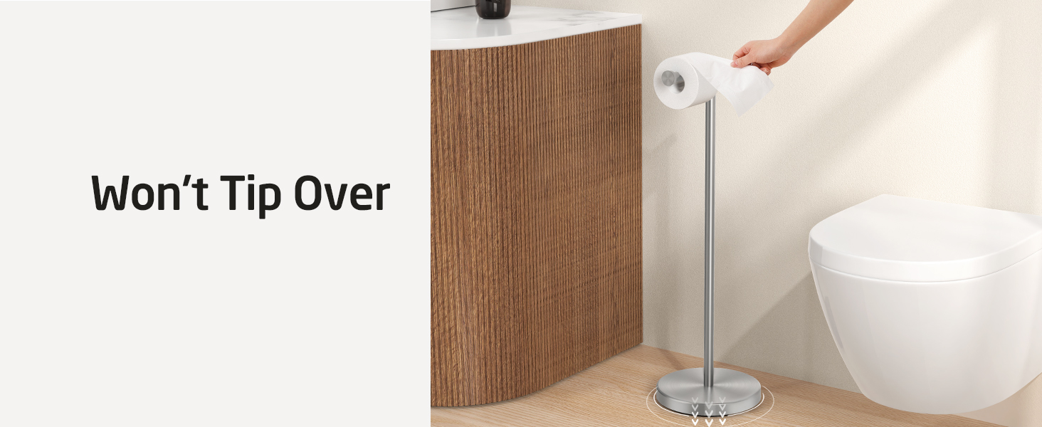 Stainless Steel Freestanding Toilet Paper Holder - Brushed Finish, SUS304, 66cm Height