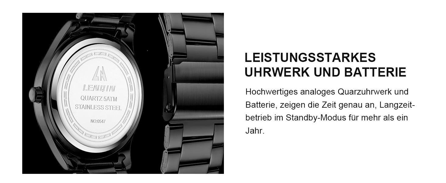 Годинник чоловічий LN LENQIN, водонепроникний, з нержавіючої сталі, кварцовий, аналоговий, чорний. Годинник для чоловіків, стильний аксесуар