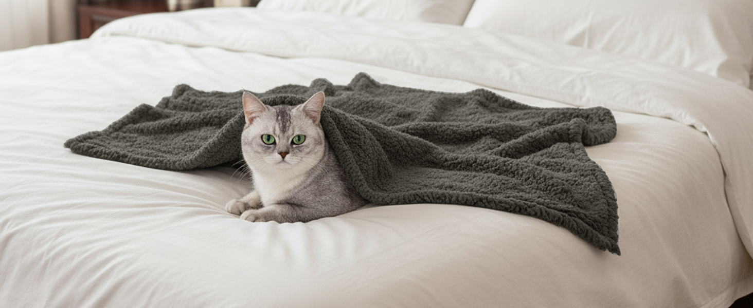 Водонепроникний коврик для собак, миючий, 120 x 100 см, двосторонній, для собак та котів середніх та великих порід, захист дивану та ліжка, м'який Sherpa Fleece та фланель, сірий L (120 x 100 см)