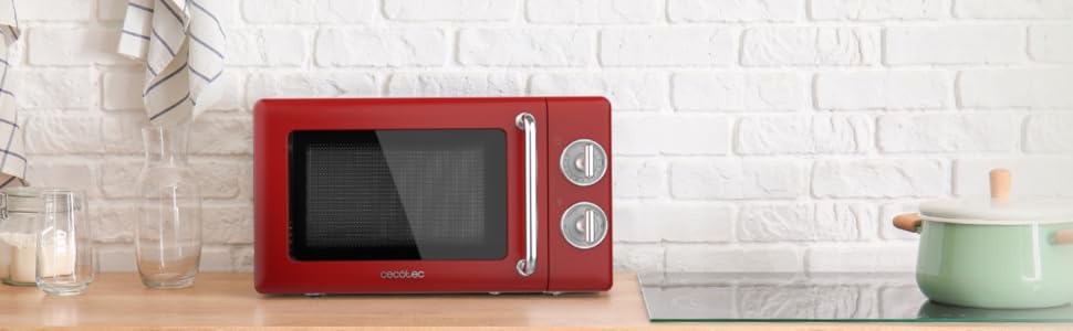 Мікрохвильова піч Cecotec Proclean 3110 Retro Green: 700 Вт, 6 рівнів, таймер до 30 хв, функція розморожування, механічне керування, зелений колір, сталевий фініш