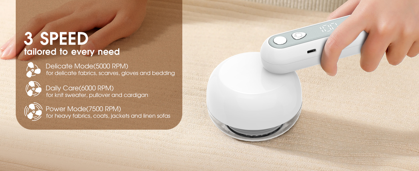 Електричний видальник ворсу COPPA з 6 лезами, 3 швидкості, перезаряджається, для одягу, з індикатором заряду