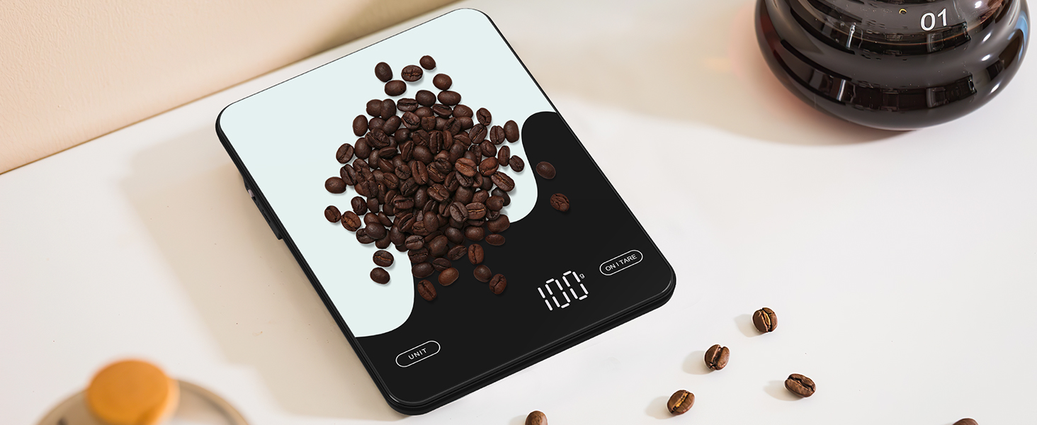 Brifit Kitchen Scale with App - 10kg/1g Digital Food Scale with Calorie Counter, LED Display, Tare Function, USB Rechargeable