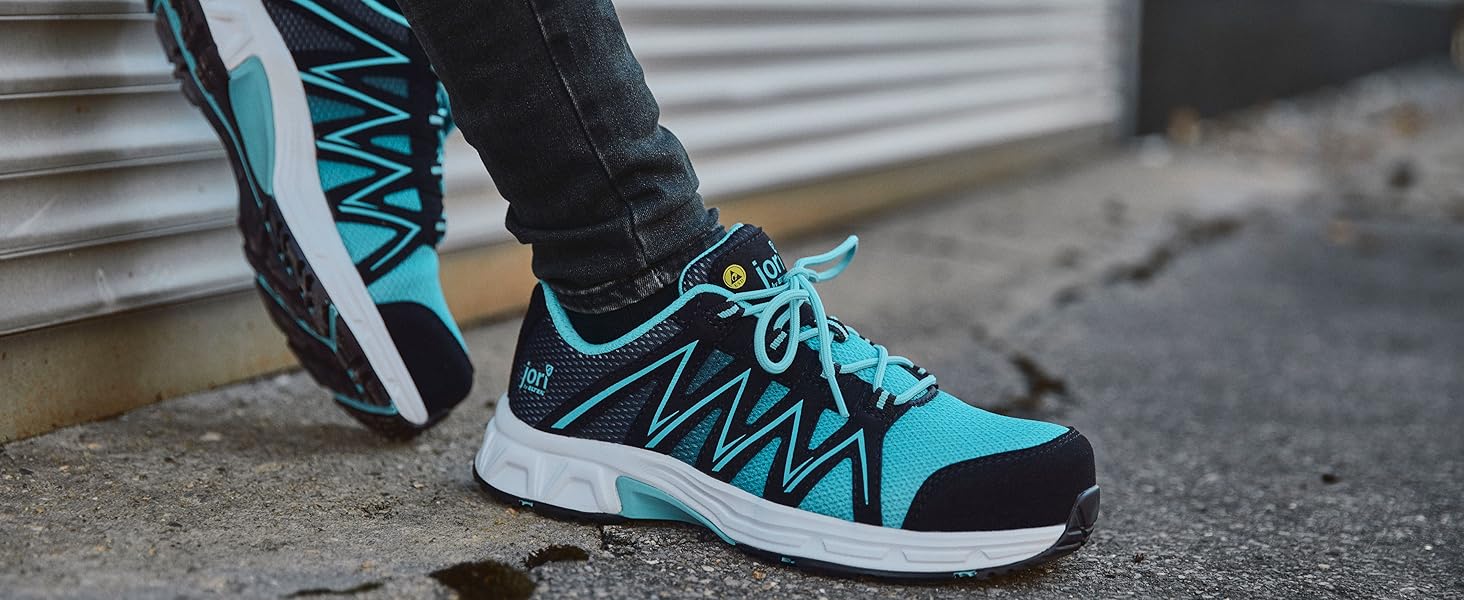 Робочі черевики ELTEN Jori Rapid Black-red Mid ESD S3S, чоловічі та жіночі, текстиль, пластикова захисна капа, легкі, спортивні, 44 EU, чорний/червоний