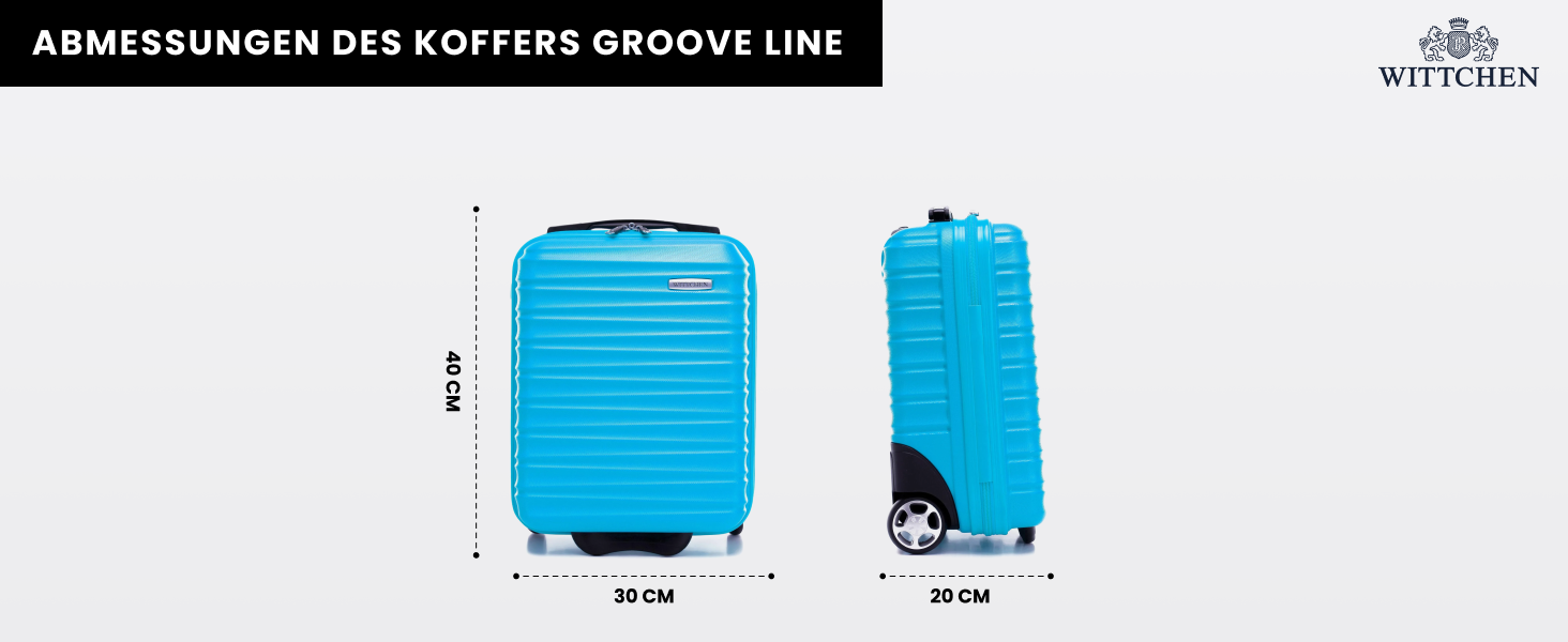 Чемодан на колесах Wittchen Groove Line L, великий, з ABS-пластику, 4 колеса, кодовий замок, чорний (підходить для Lufthansa/Eurowings/Ryanair)