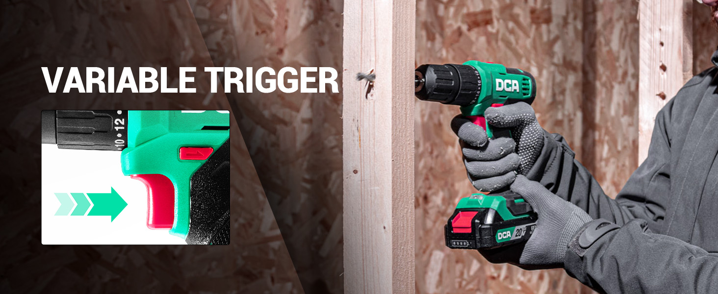 Акумуляторний ударний дриль-шуруповерт DCA 20V, 40 Нм, 13 мм, 22500 уд./хв, 18+1+1, комплект з 14 біт для бетону, металу, дерева