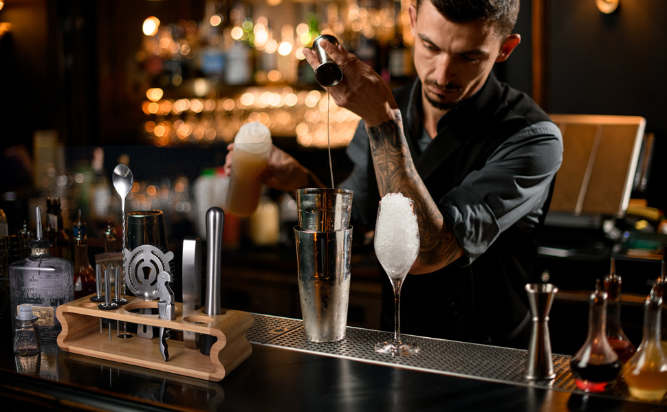 Набір для коктейлів Esmula 550/750 мл, 12 предметів, нержавіюча сталь, професійний набір бармена, подарунок для чоловіків та жінок, стильний набір для домашнього бару + буклет з рецептами