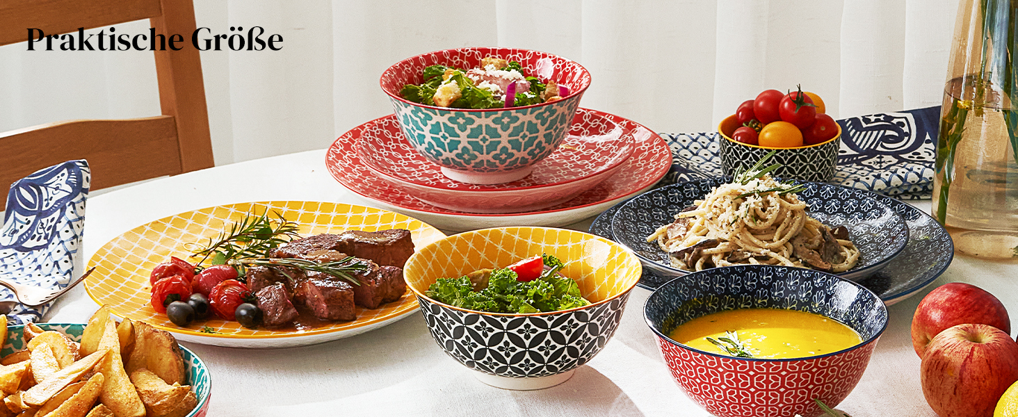 Набір мисок DOWAN 6 шт., 680 мл, для мюслі, супу, салату, сніданку, обіду, святковий набір, квітковий дизайн