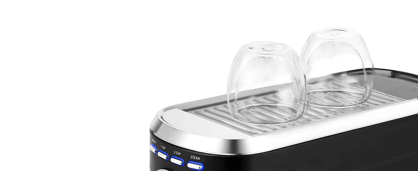 CASABREWS Еспресо-кавомашина Siebträger з нержавіючої сталі, 20 Bar, з професійним капучинатором, компактна для еспресо, капучино, лате макіато, об'єм бака 1л, чорна