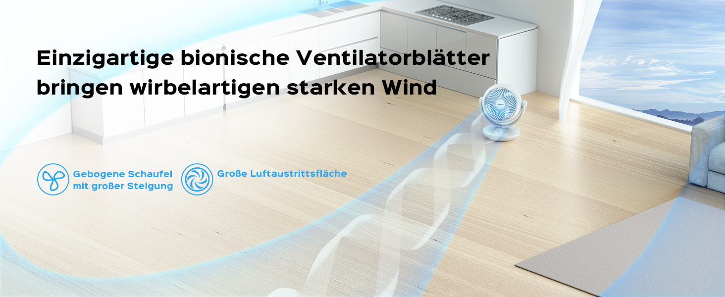 Вентилятор Acoolir тихий 24dB з двома осями обертання, 3 швидкості, компактний для спальні, офісу, вітальні, білий-сірий