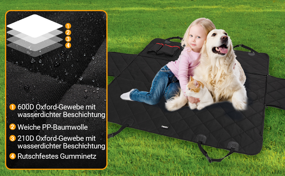 Захисний килимок для собак у машину Favoto з віконцем, 137x147 см, чорний