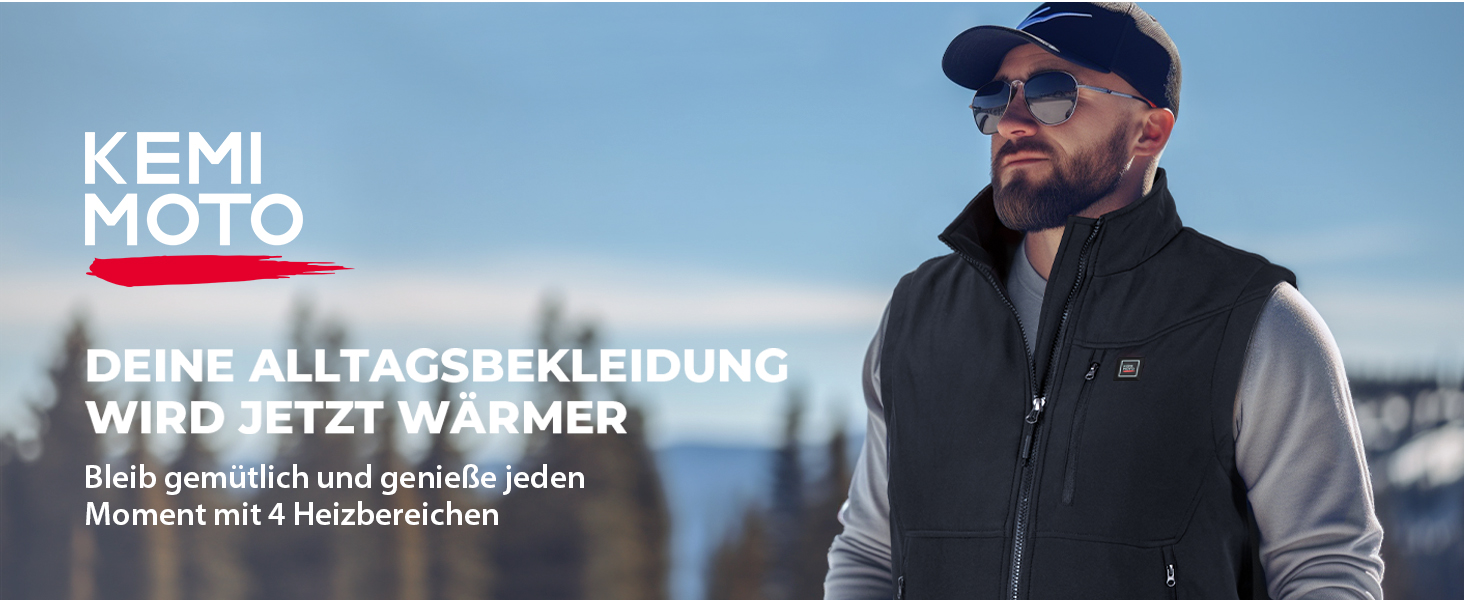 Обогреваемая жилетка KEMIMOTO с функцией App, для мужчин и женщин, с аккумулятором 10000mAh, 4 зоны обогрева, для мотоциклов, рыбалки, катания на лыжах, черный L