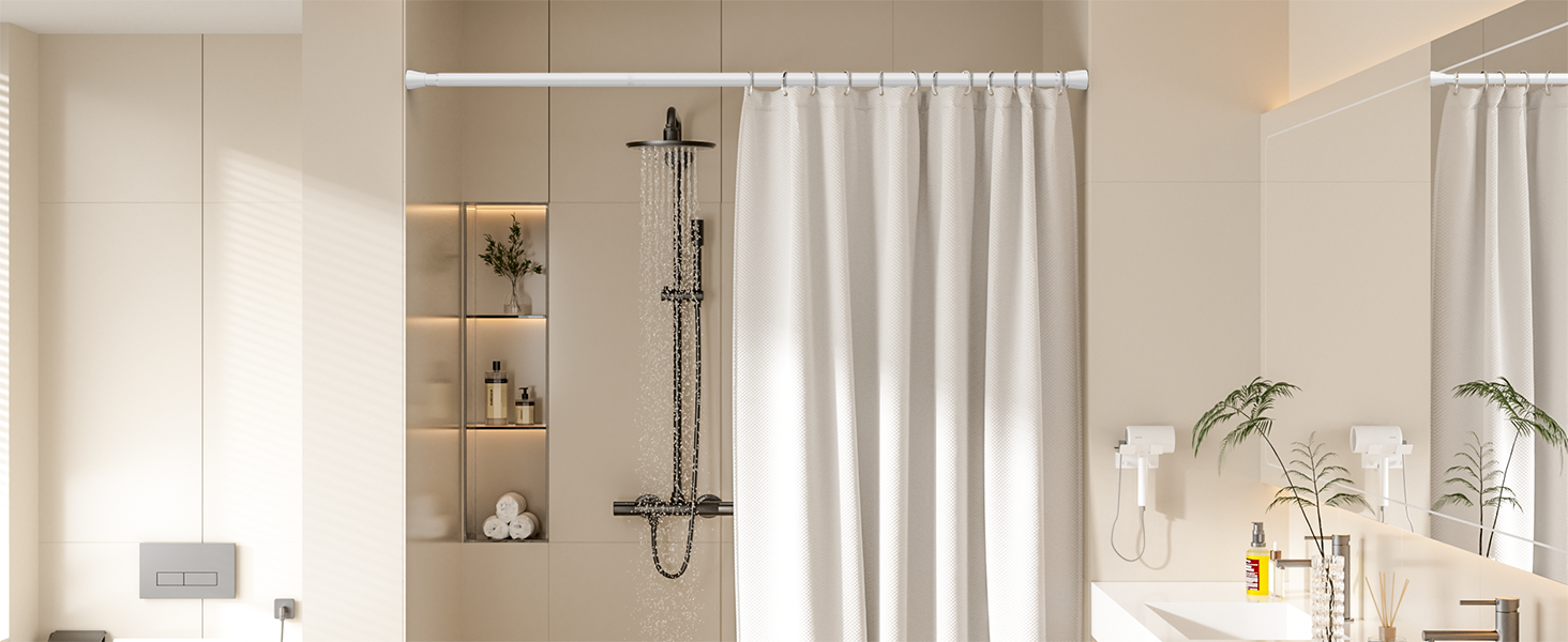 Штанга для штор без свердління 113-196 см, телескопічна, для ванної, вікна, кухні, шафи, біла (1 шт.)