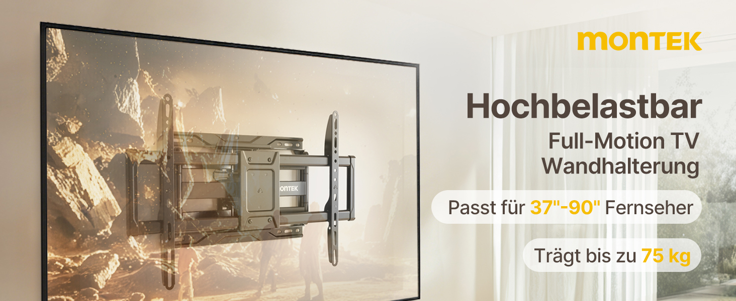 Настінна кріплення для телевізора monTEK, 37-90 дюймів, до 75 кг, з подвійними шарнірними руками, регулювання нахилу, поворот і витягування, VESA 600x400