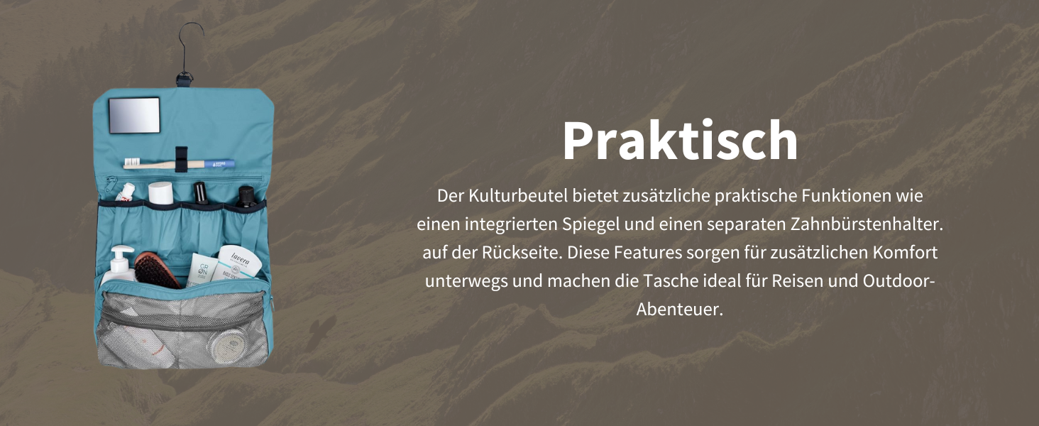 Kulturbeutel VAUDE WegaWrap: Косметичка з дзеркалом, тримачем для зубної щітки та гачком для підвішування, водонепроникна, чорна