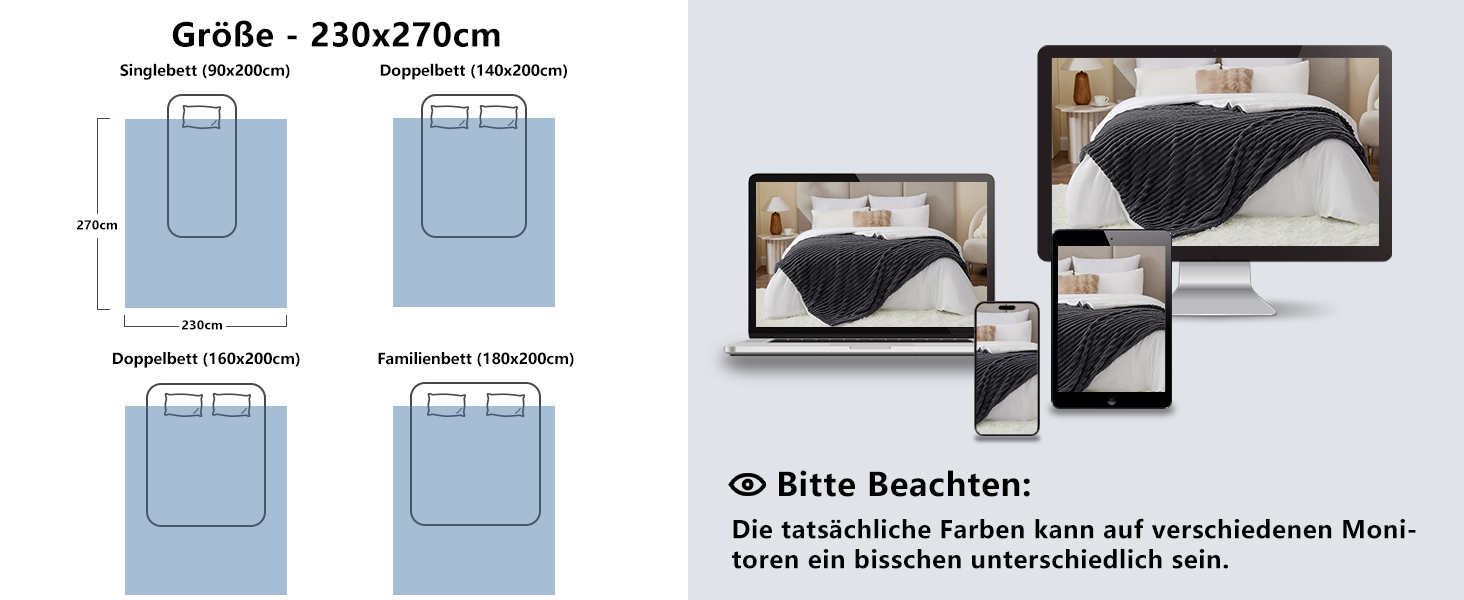 Плед WAVVE Sherpa з штучного хутра, сірий - теплий, м'який, великий (150x200 см)