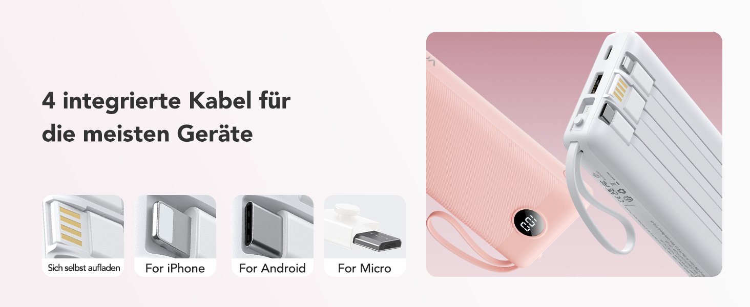 Power Bank VRURC 20000mAh з LED дисплеєм: швидка зарядка 22,5W, USB-C, для iPhone, Huawei, Samsung