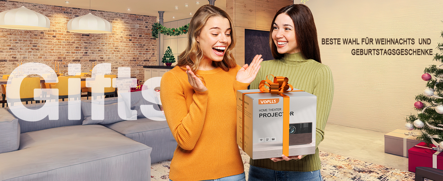 Проектор VOPLLS Mini Beamer 4K 1080P Full HD з автофокусом, корекцією трапеції, WiFi6, Bluetooth, 23000L/29000L для дому та мобільного використання