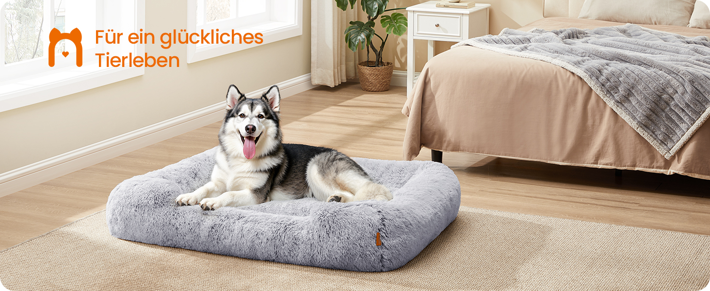 Ліжко для собак Feandrea, м'яке гніздо, 71 x 55 x 18 см, кошик для собак, знімний чохол, антиковзаюче покриття, Ombré сірий PGW271G01