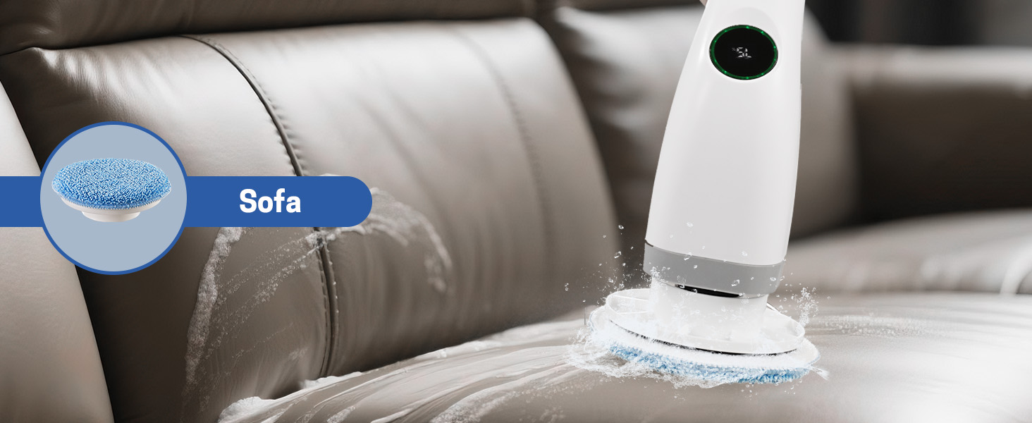 Електрична щітка для прибирання ванної кімнати, 7 в 1, з набором насадок, LED-дисплей, регульована ручка, IPX7, білий