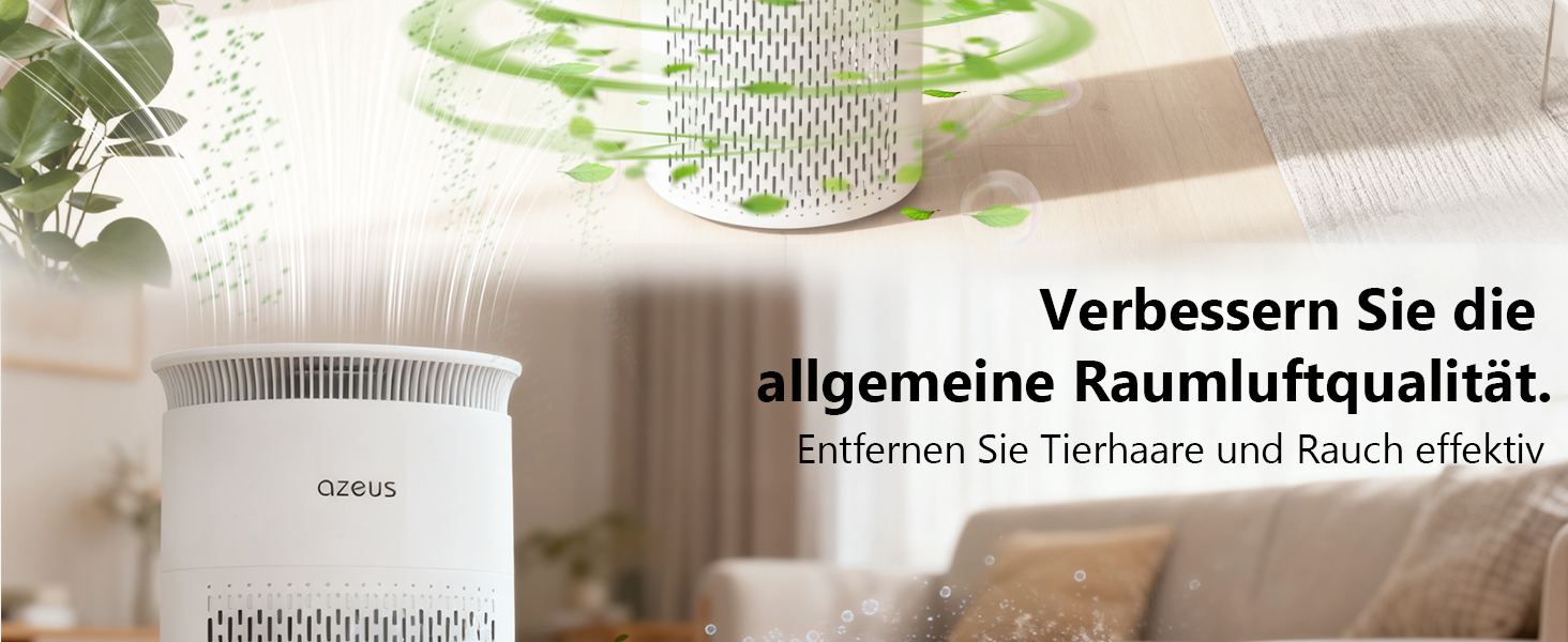 MEGAWISE Повітряний Очищувач для великих приміщень до 100 м², HEPA фільтр H13, датчик якості повітря, нічний режим