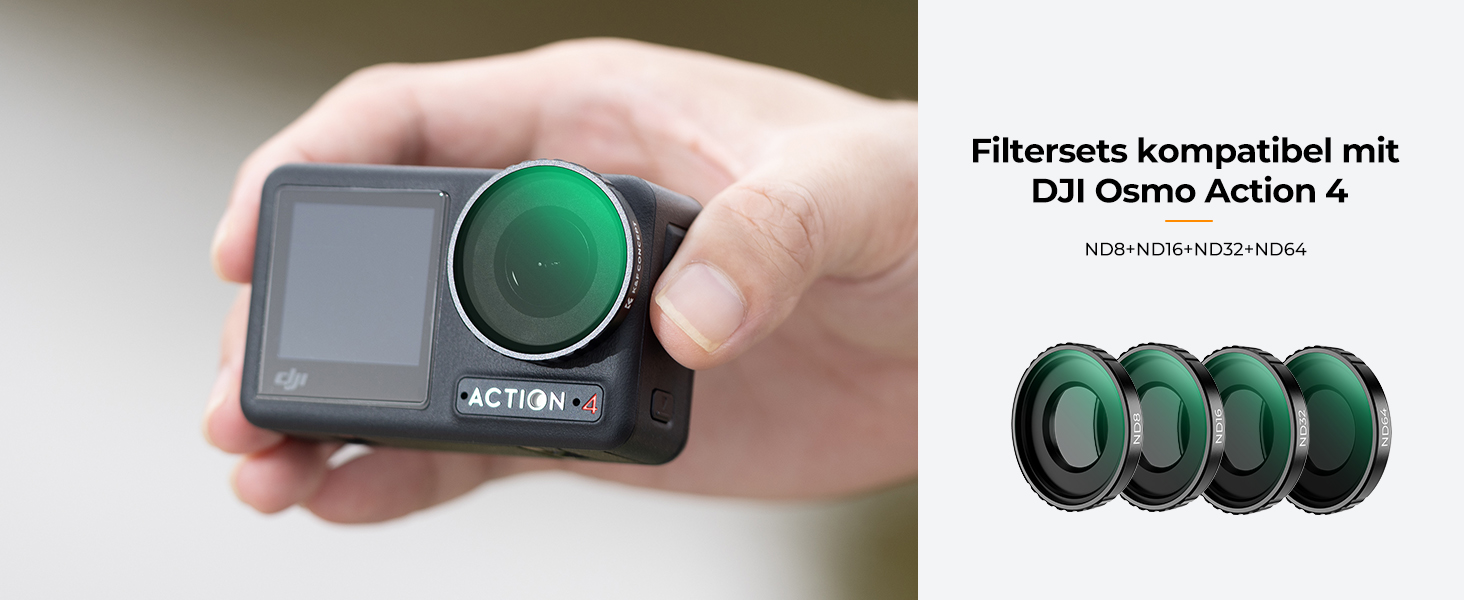 Фільтри K&F Concept ND/CPL для DJI Osmo Action 4/5 PRO - Набір 4 шт. (ND8, ND16, ND32, ND64)