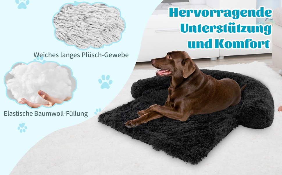 М'яке ліжко для собак Costway, захист дивану, ковдра для собак, зручне ліжко з плюшу, 112 x 101 x 18 см, сіро-біле M