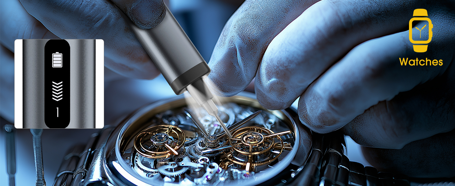 Набір мініатюрних електричних викруток 78 в 1 - прецизійний набір з магнітними Torx викрутками, LED дисплеєм та 5 рівнями крутного моменту для ноутбуків, окулярів, годинників, ПК