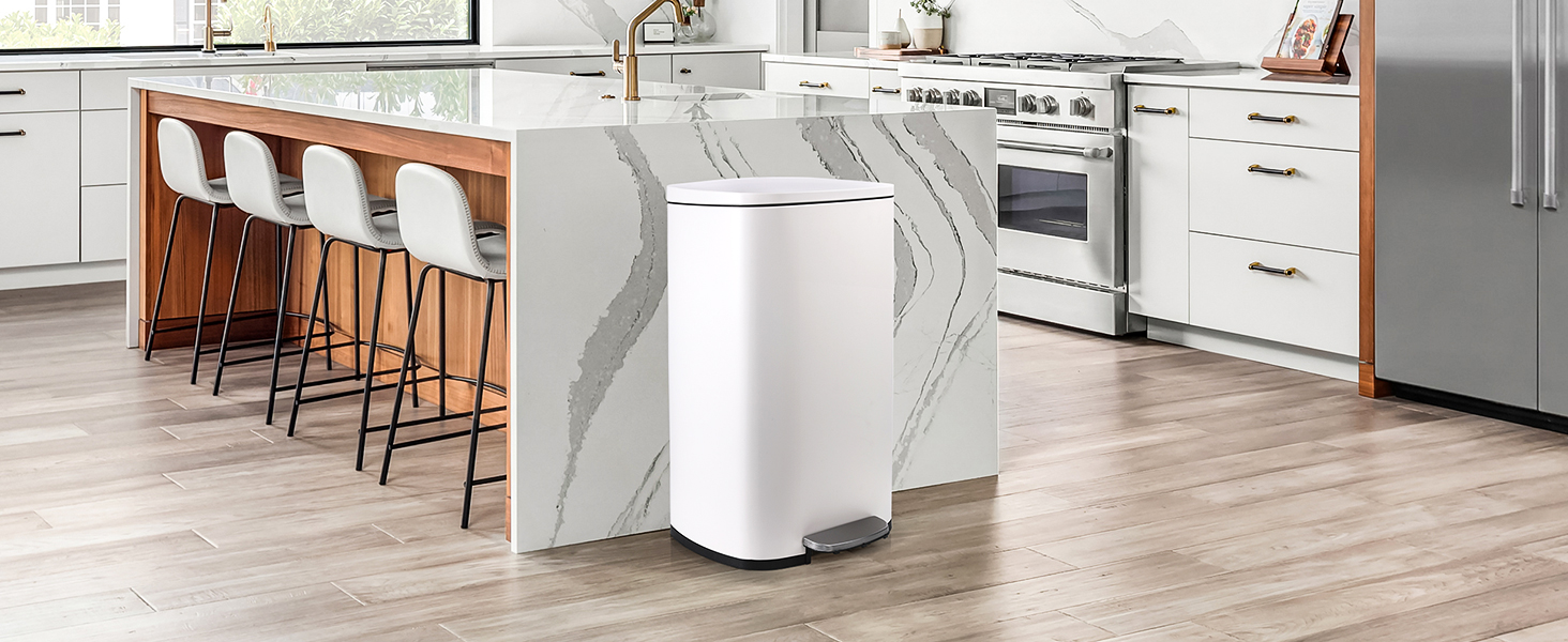 Відро для сміття LIFERUN 30л з кришкою, з м'яким закриттям, сталеве, з внутрішнім відром, для кухні, ванної кімнати, офісу