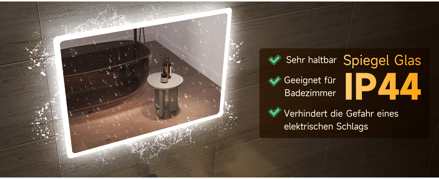 Дзеркало для ванної кімнати SONNI з підсвічуванням 60x40 см, LED, IP44, біле